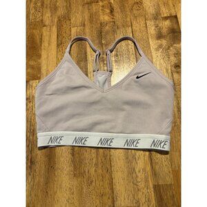 NIKE Indy Dri-Fit V-Neck Sports Bra Light Violet Purple Low Impact Yoga Size Med